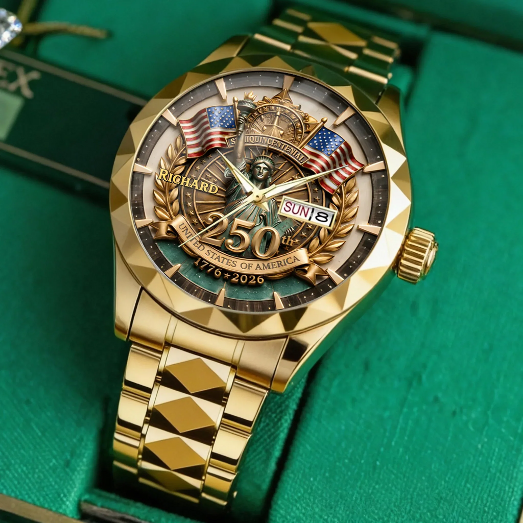 Personalized Men's Wrist Watch USA 250th Anniversary Gift for Him