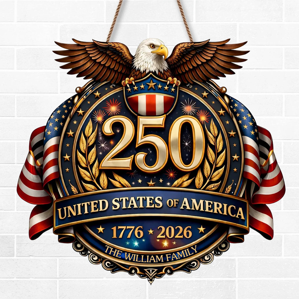 Personalized Wood Sign for America's 250th Anniversary Gift for Family