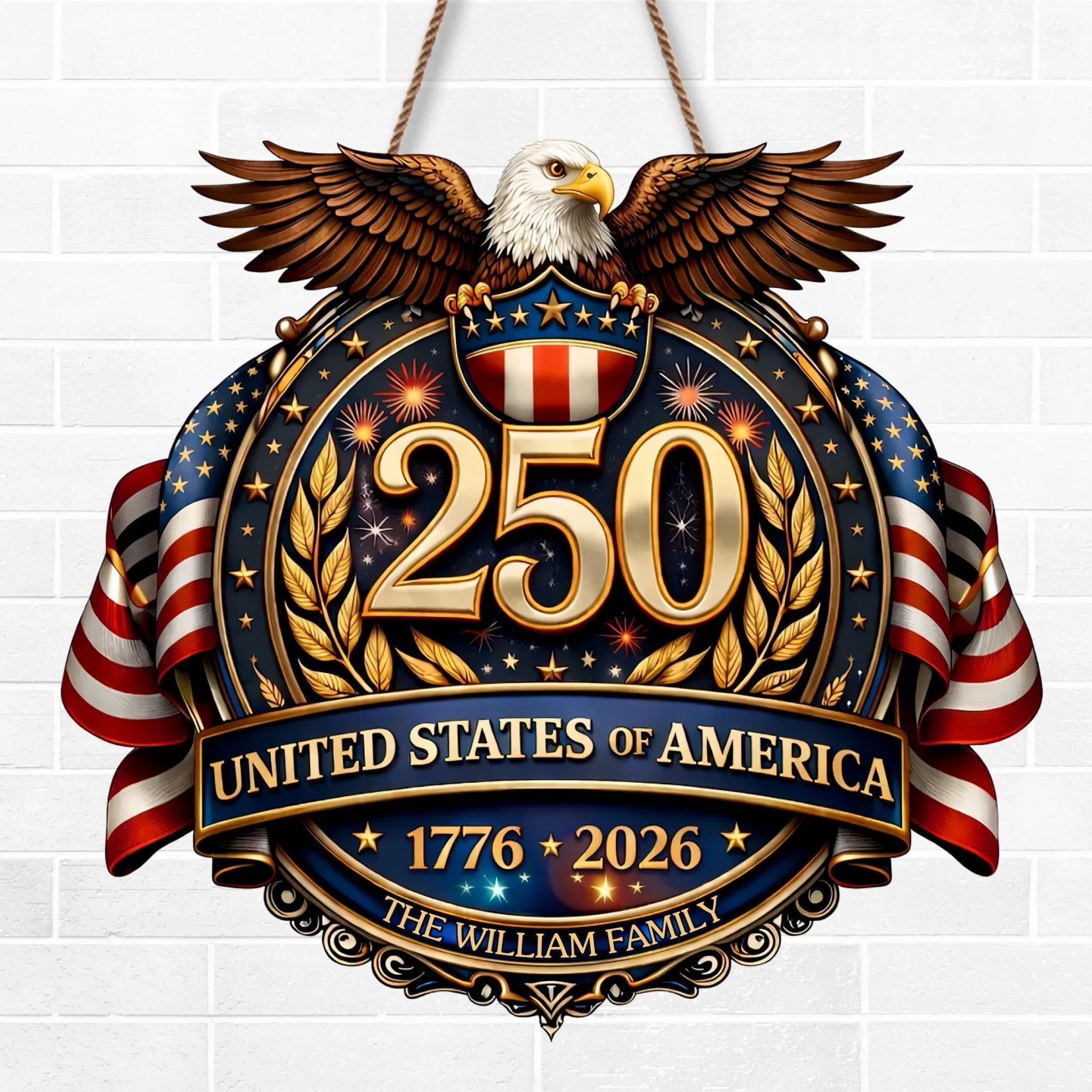Personalized Wood Sign for America's 250th Anniversary Gift for Family