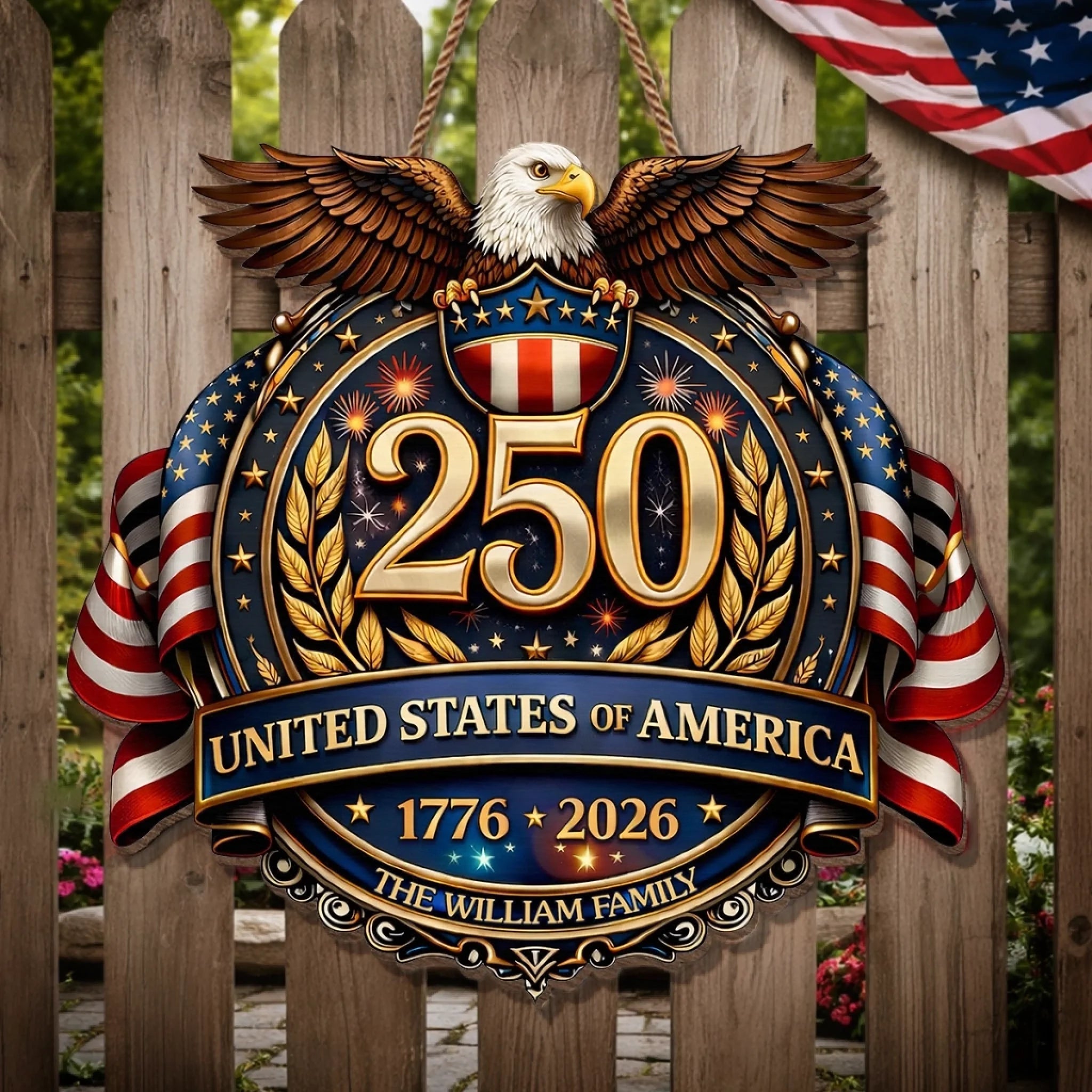 Personalized Wood Sign for America's 250th Anniversary Gift for Family