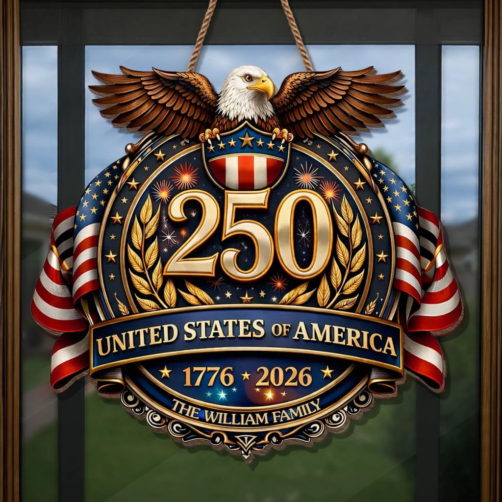 Personalized Wood Sign for America's 250th Anniversary Gift for Family