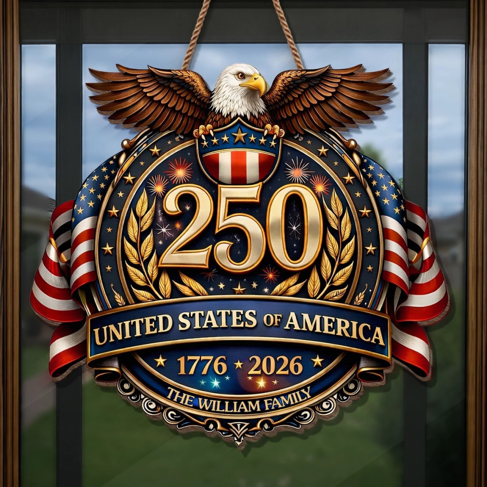 Personalized Wood Sign for America's 250th Anniversary Gift for Family