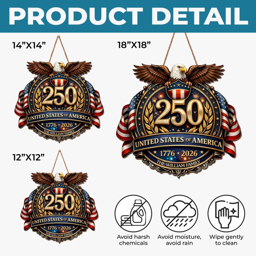 Personalized Wood Sign for America's 250th Anniversary Gift for Family