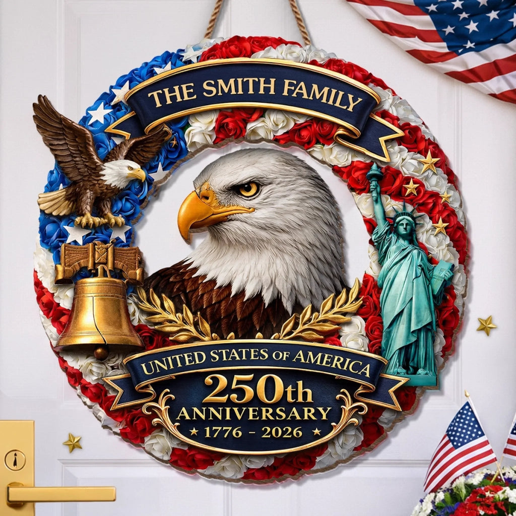 Personalized Wood Sign for America 250th Anniversary Gift for Family
