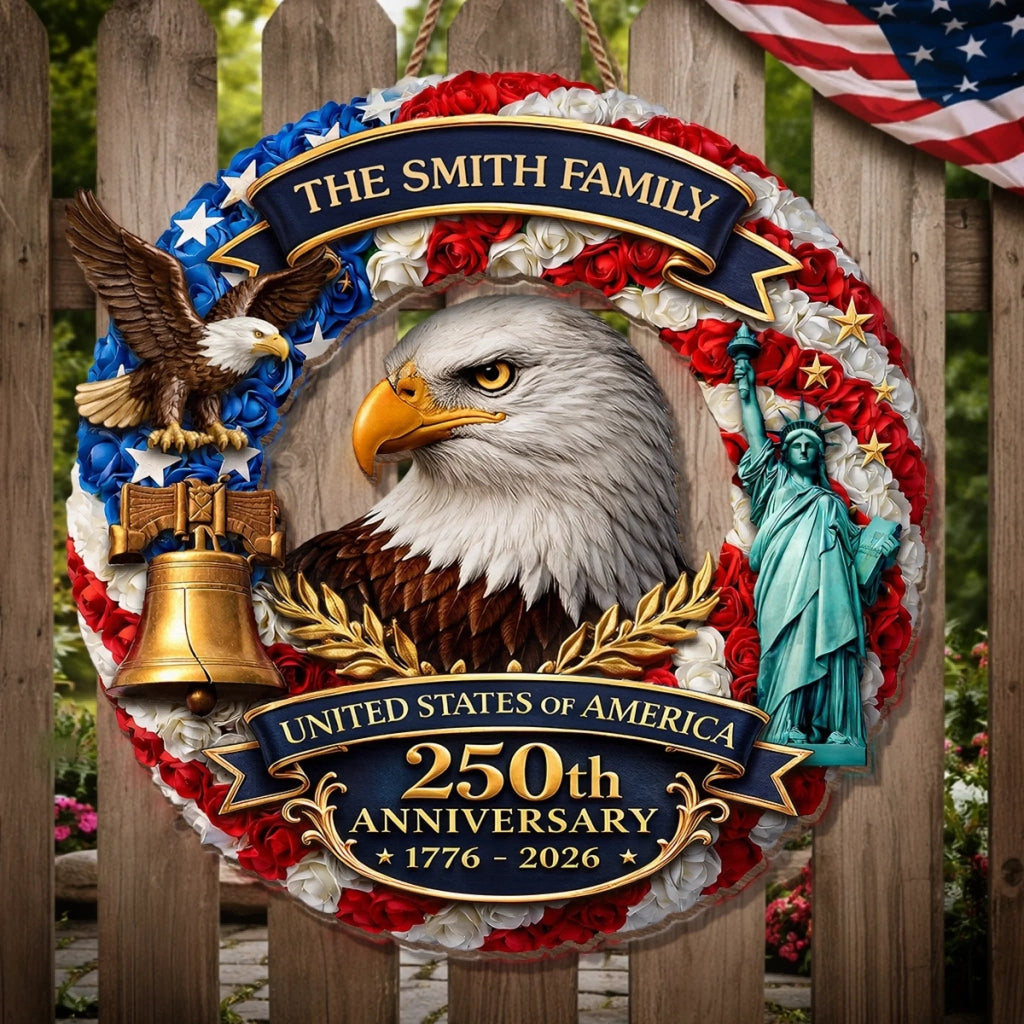 Personalized Wood Sign for America 250th Anniversary Gift for Family