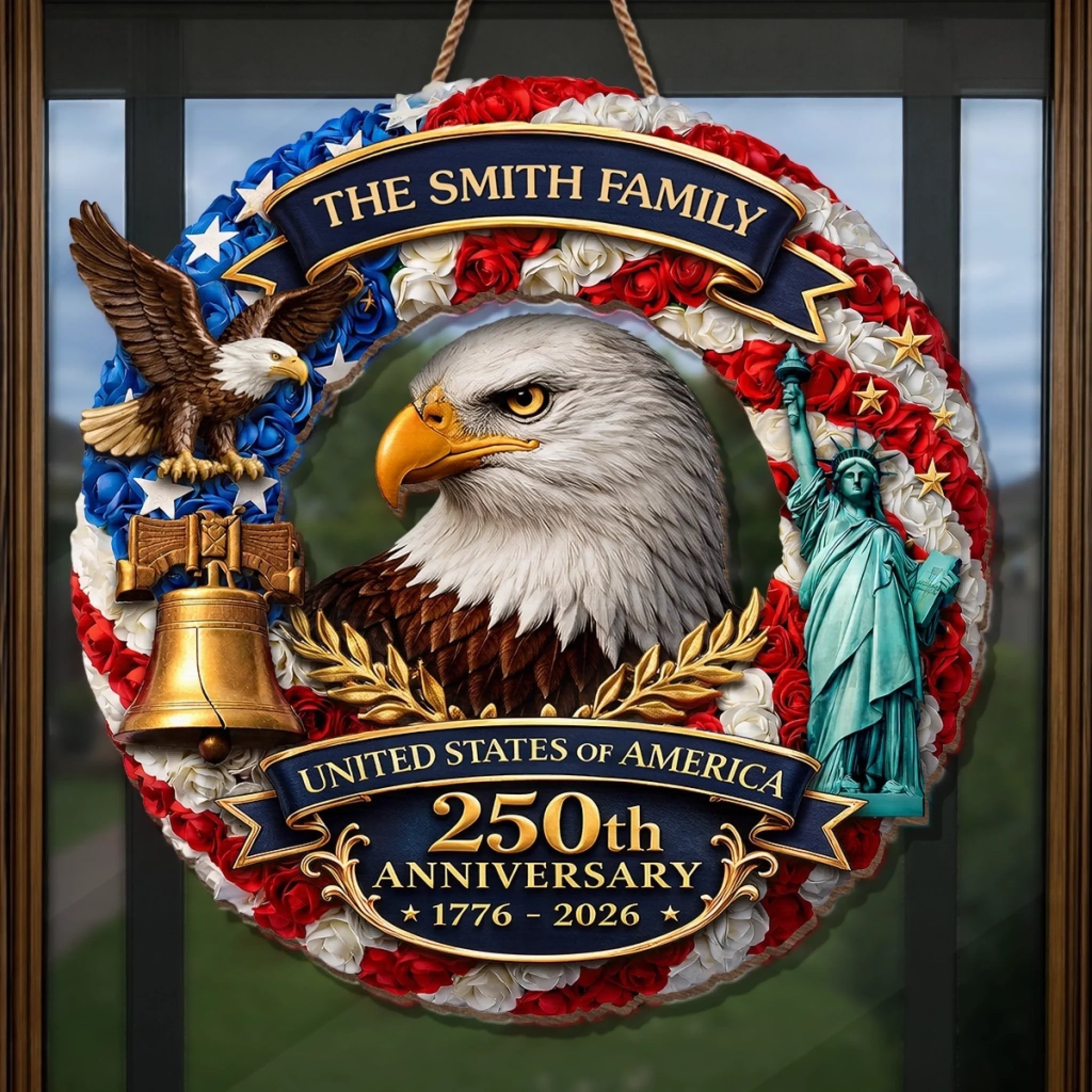 Personalized Wood Sign for America 250th Anniversary Gift for Family
