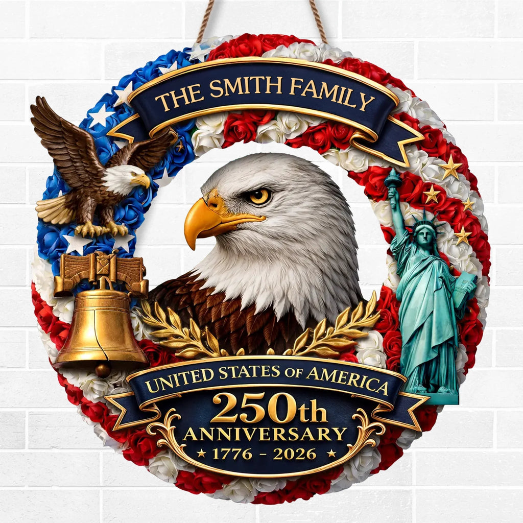 Personalized Wood Sign for America 250th Anniversary Gift for Family