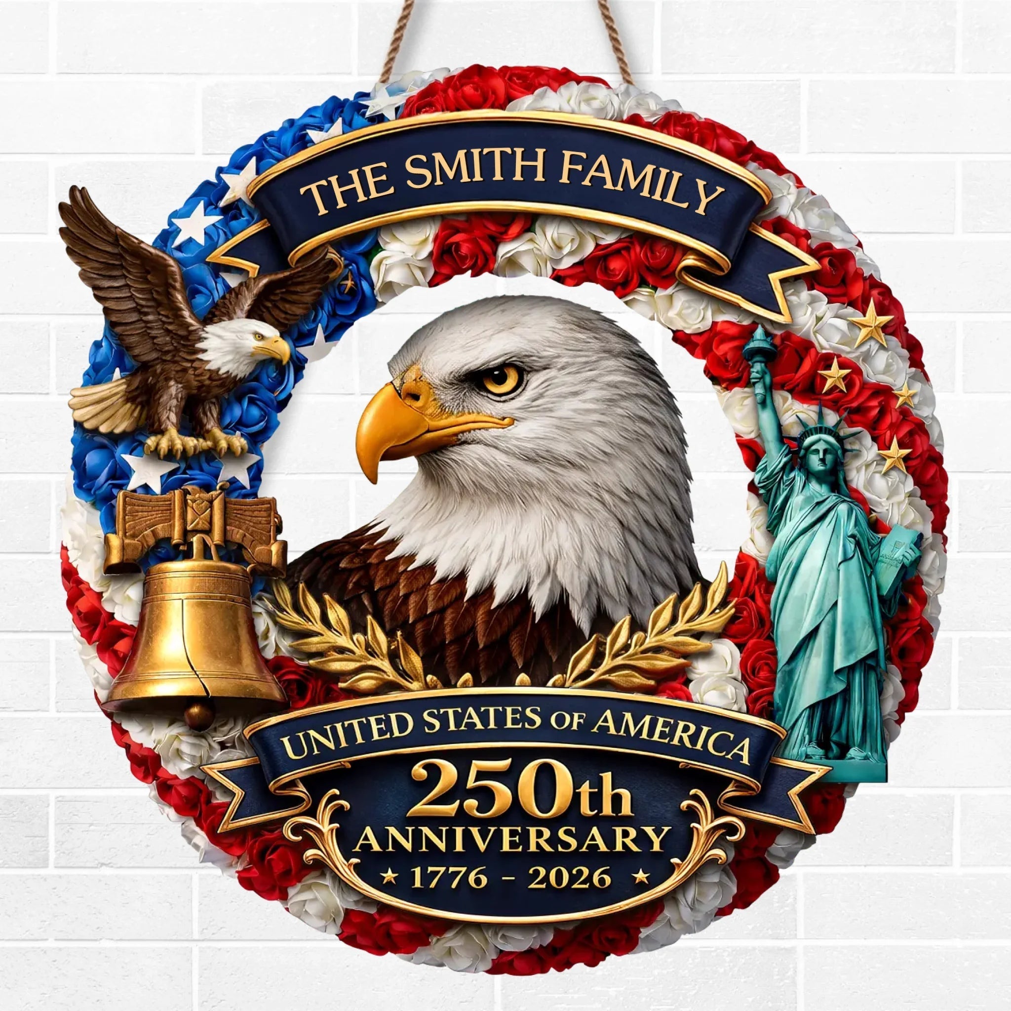 Personalized Wood Sign for America 250th Anniversary Gift for Family