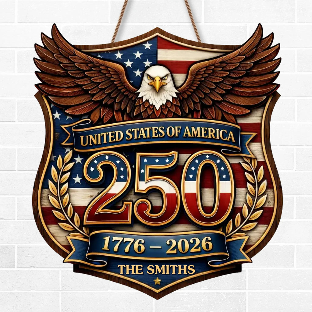 Personalized Wood Sign America 250th Anniversary Gift for Family