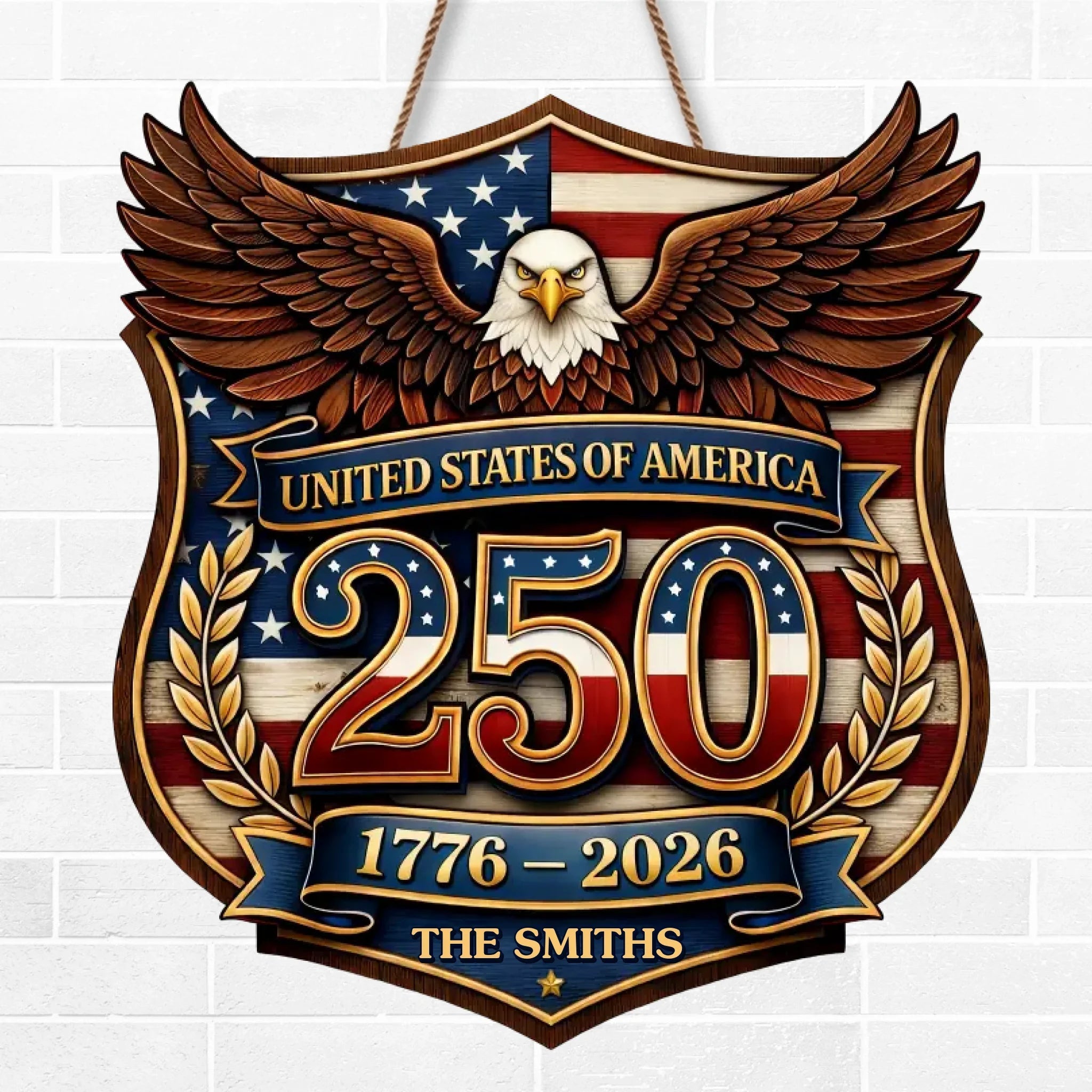 Personalized Wood Sign America 250th Anniversary Gift for Family