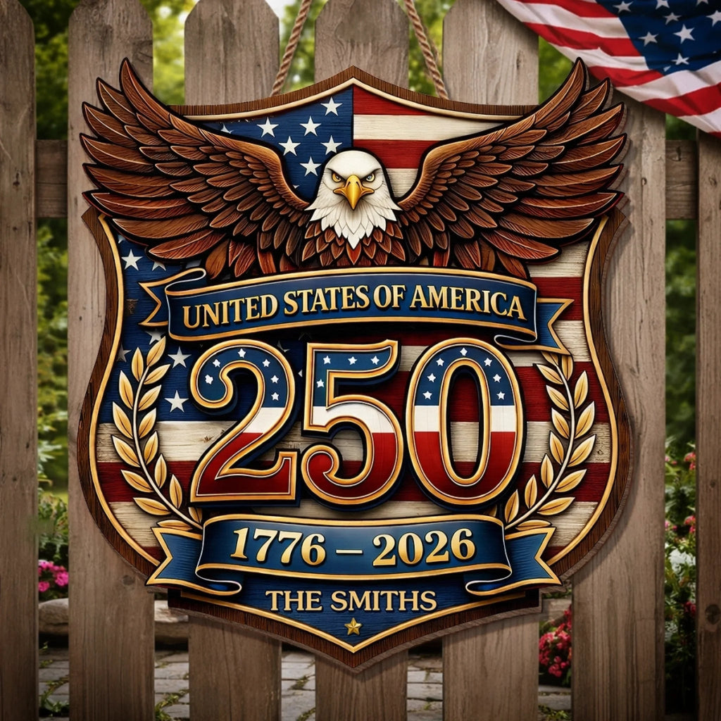 Personalized Wood Sign America 250th Anniversary Gift for Family