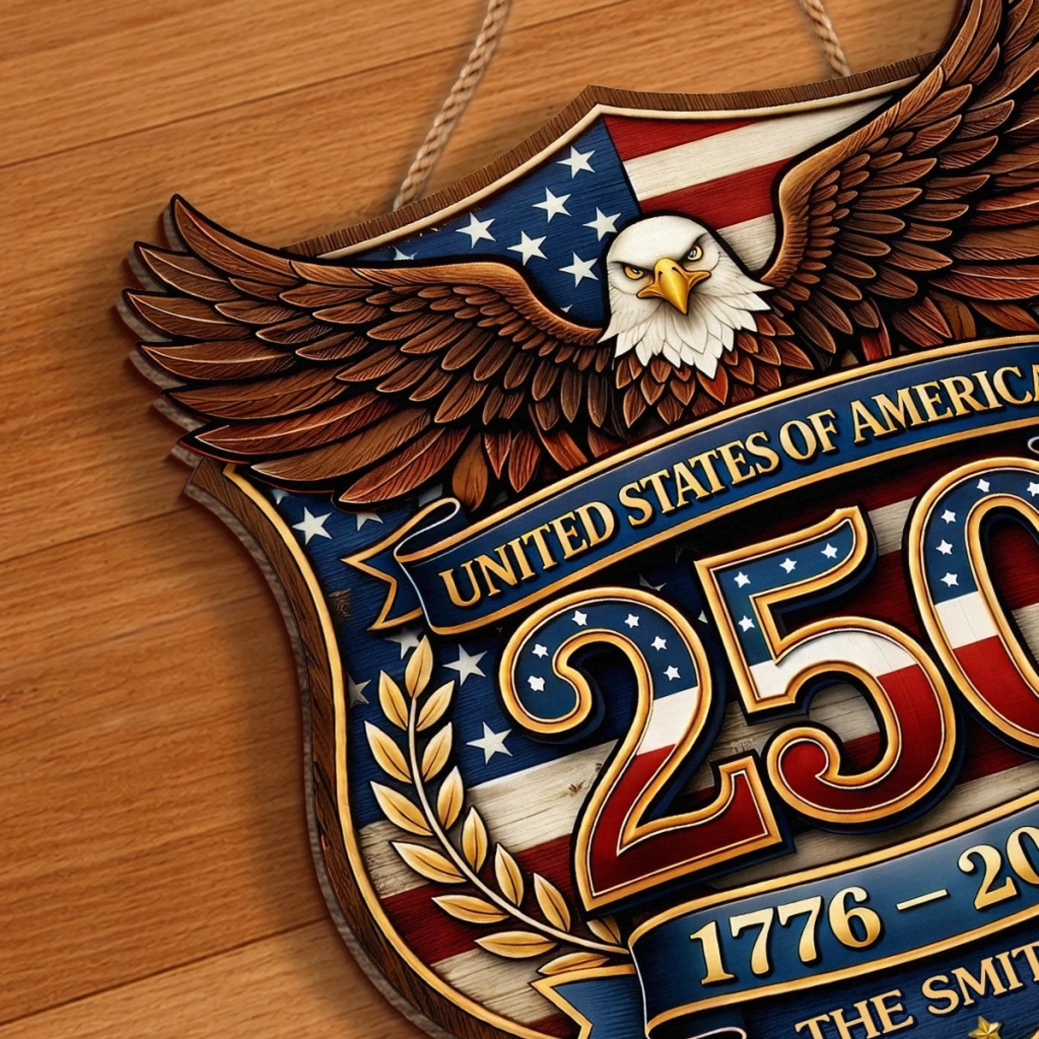 Personalized Wood Sign America 250th Anniversary Gift for Family
