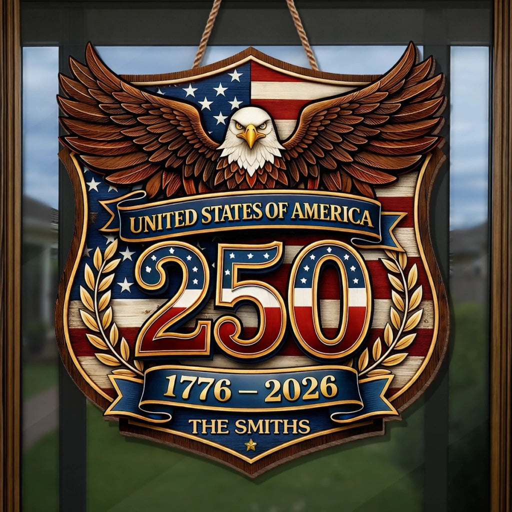 Personalized Wood Sign America 250th Anniversary Gift for Family