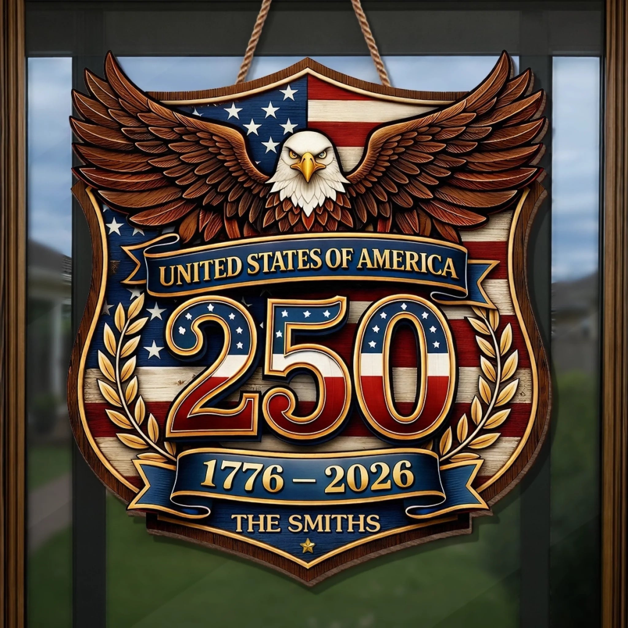 Personalized Wood Sign America 250th Anniversary Gift for Family