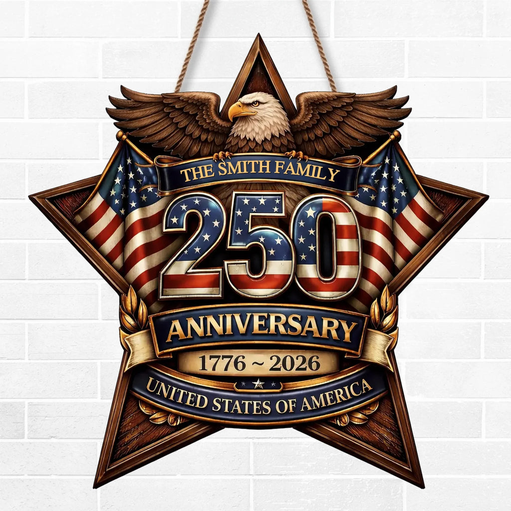 Personalized Wood Sign for America 250th Anniversary Gift for Family