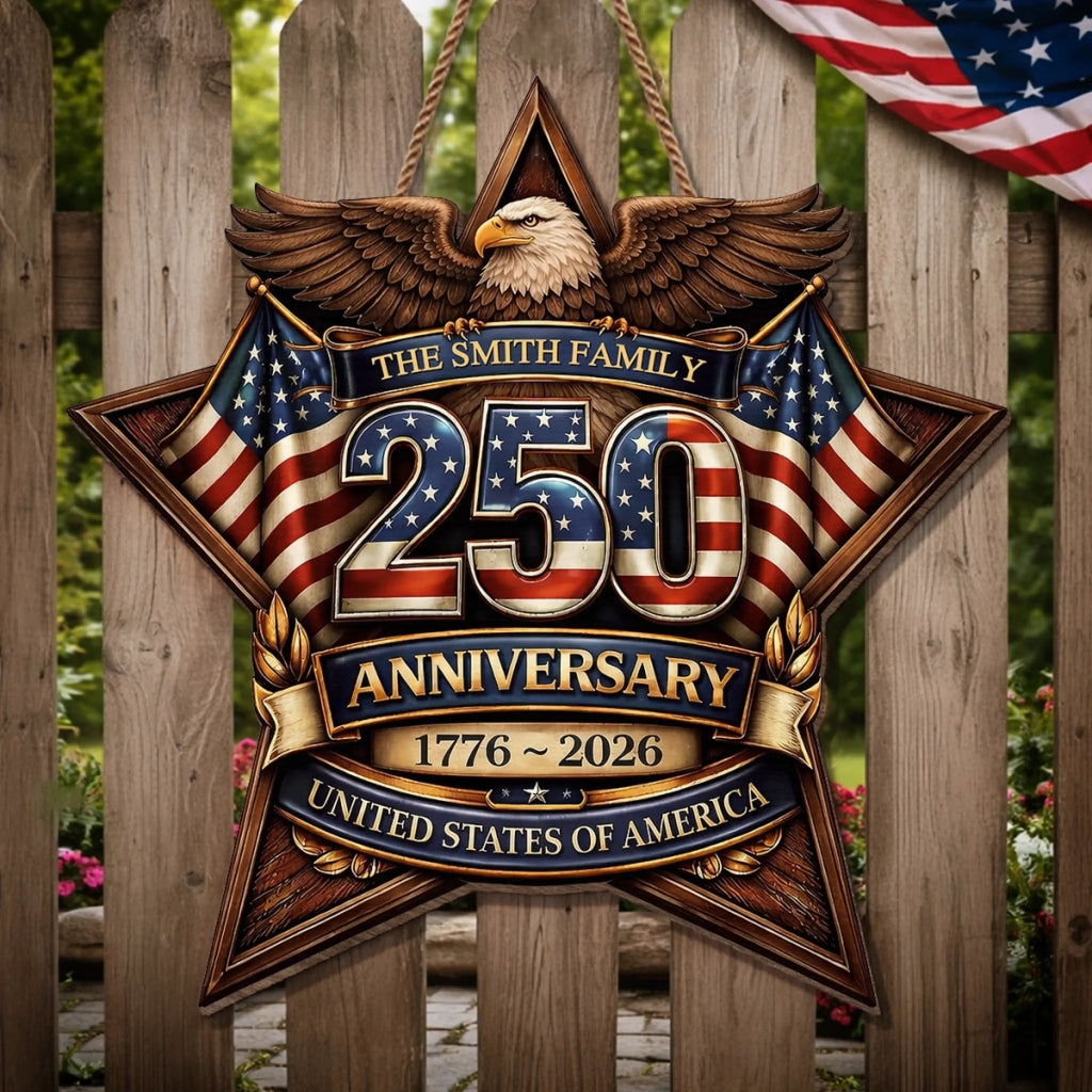 Personalized Wood Sign for America 250th Anniversary Gift for Family