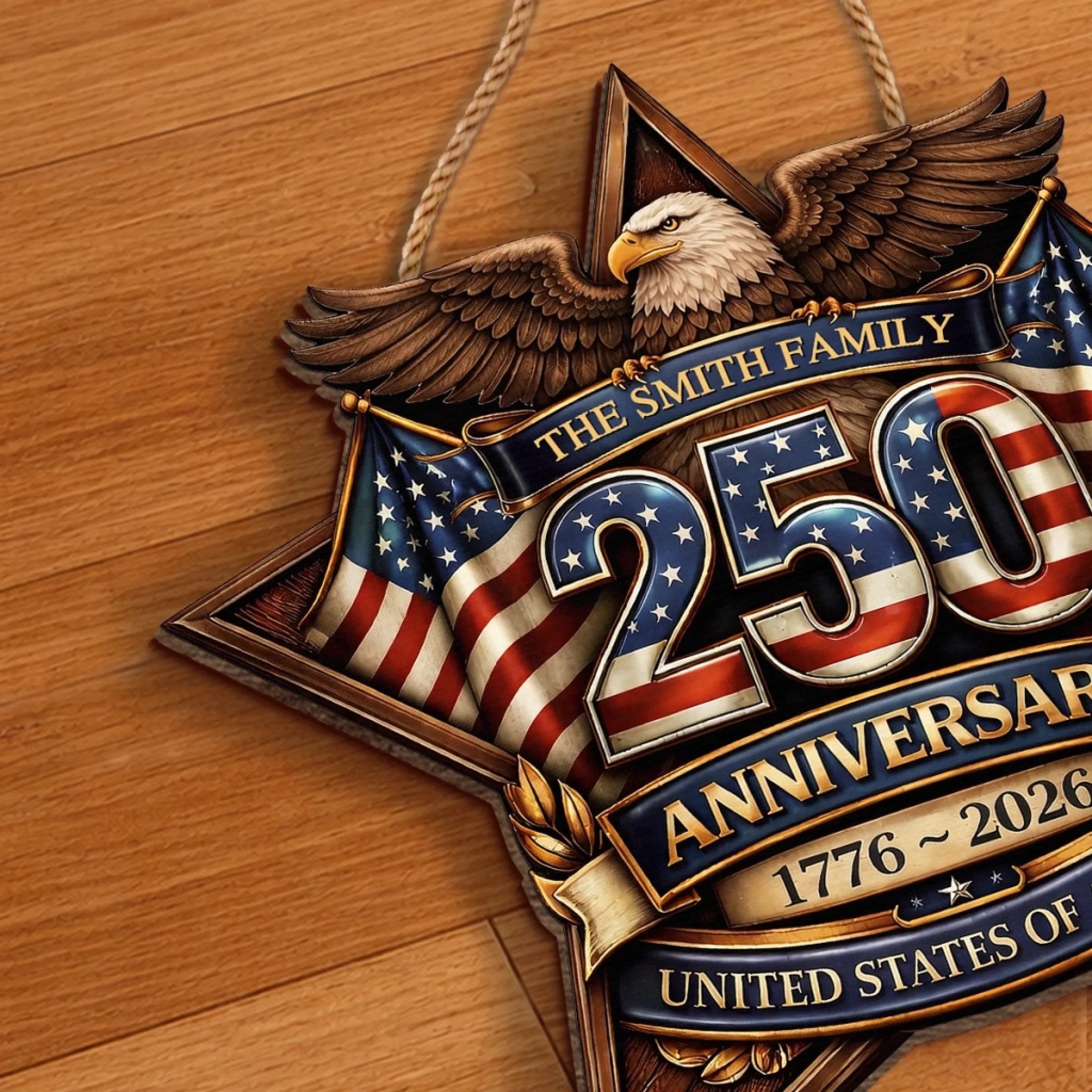 Personalized Wood Sign for America 250th Anniversary Gift for Family
