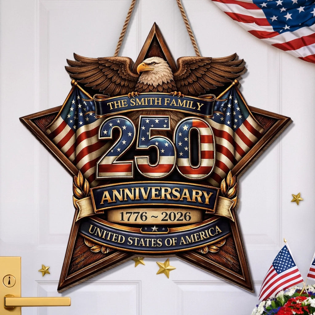 Personalized Wood Sign for America 250th Anniversary Gift for Family