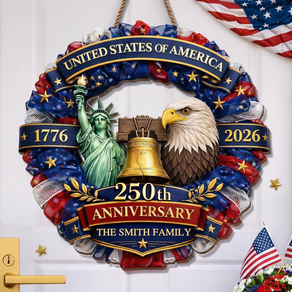 Personalized Wood Sign 250th Anniversary USA Gift for Family