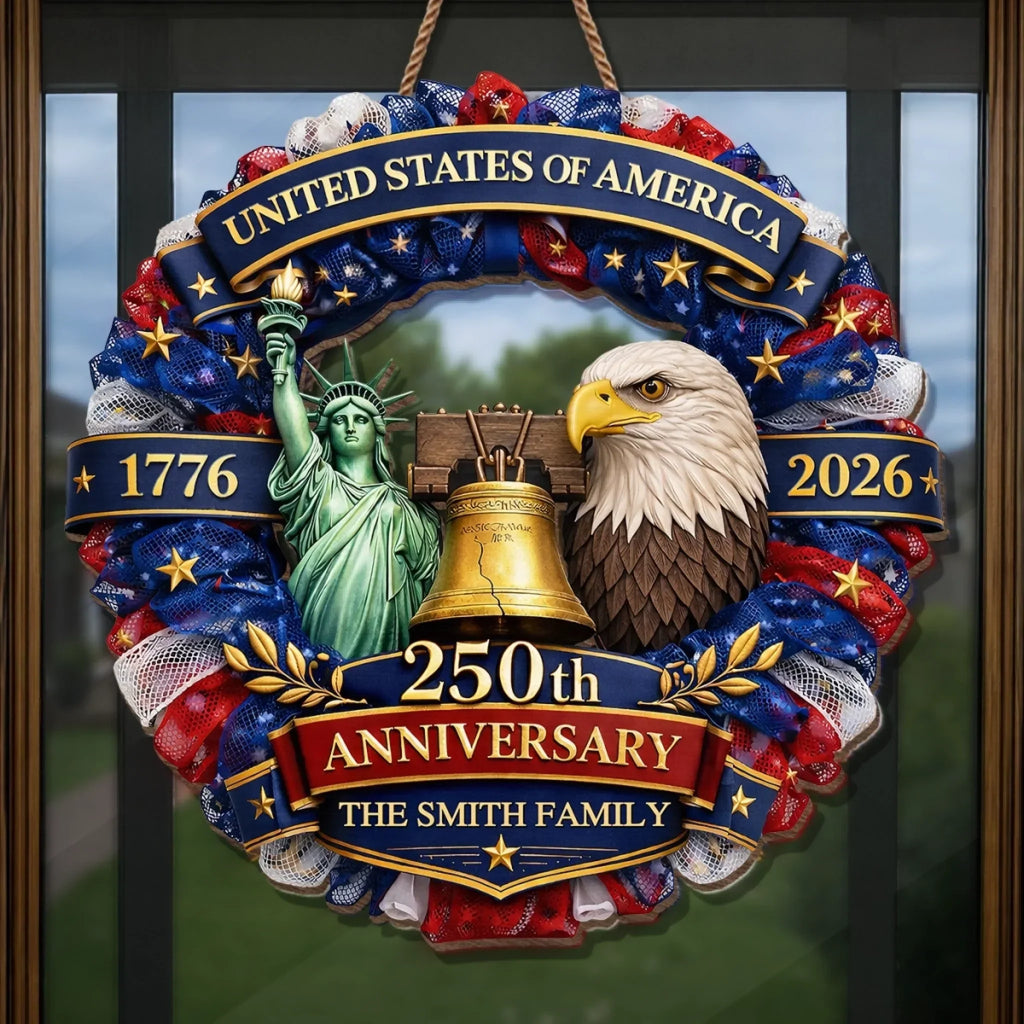 Personalized Wood Sign 250th Anniversary USA Gift for Family