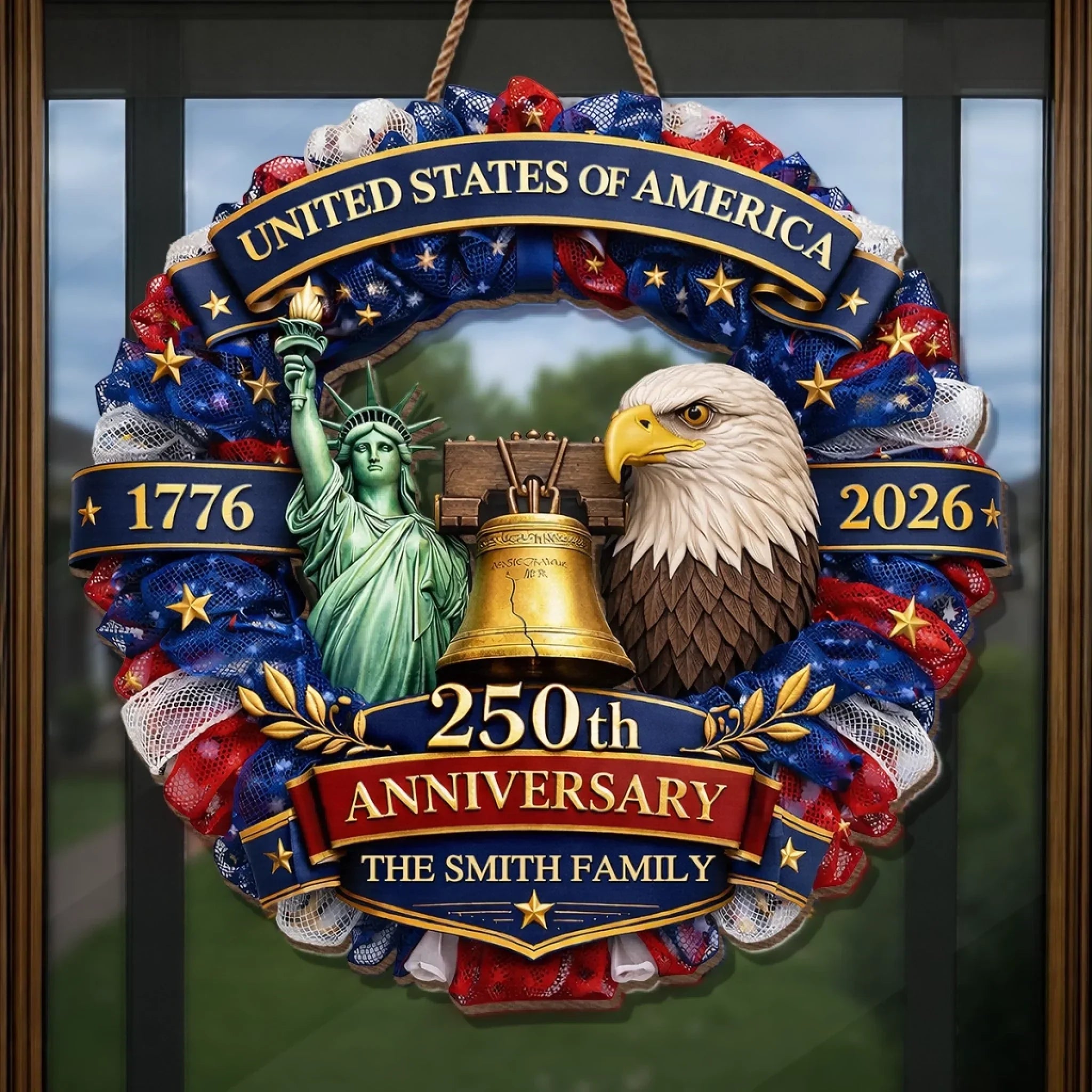 Personalized Wood Sign 250th Anniversary USA Gift for Family
