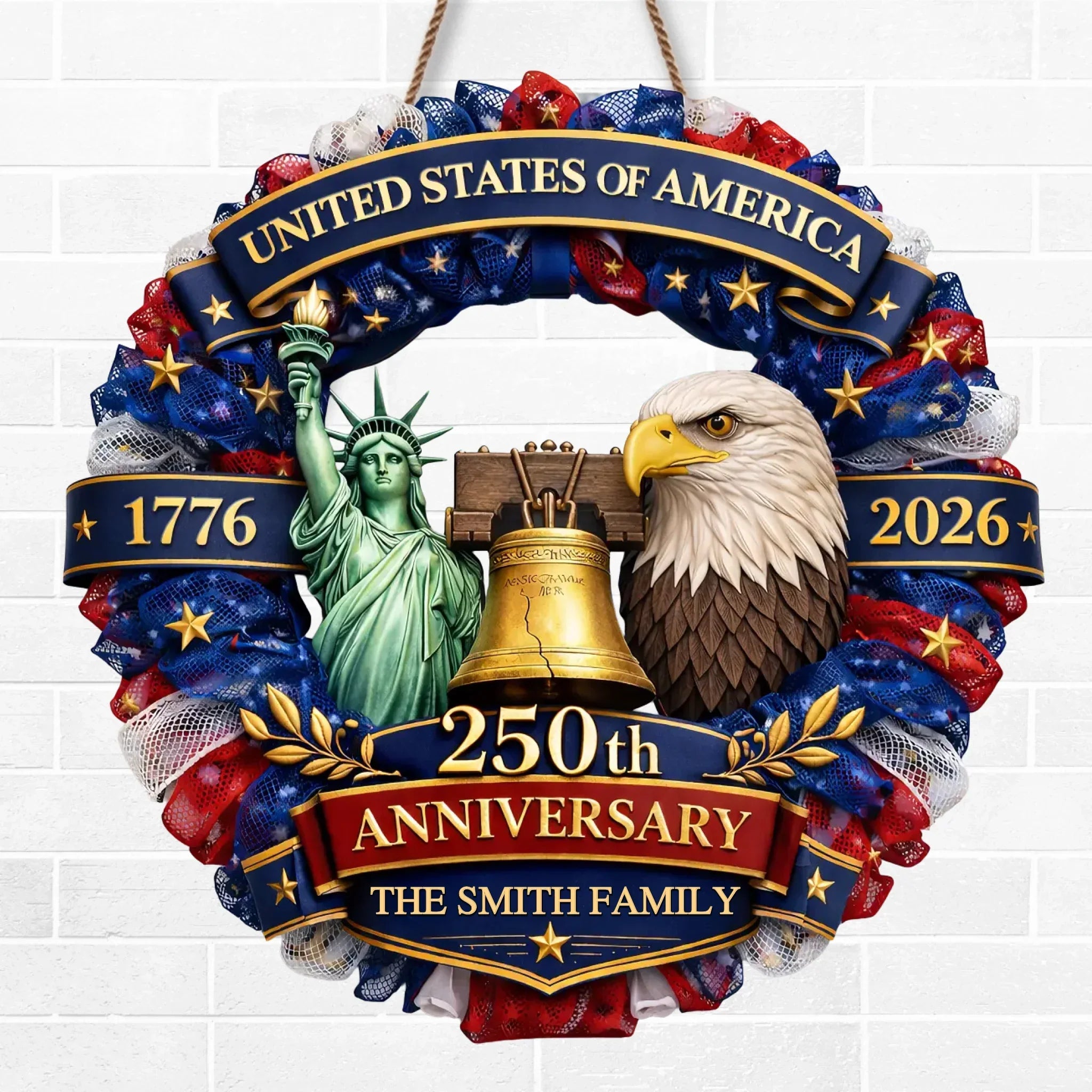 Personalized Wood Sign 250th Anniversary USA Gift for Family