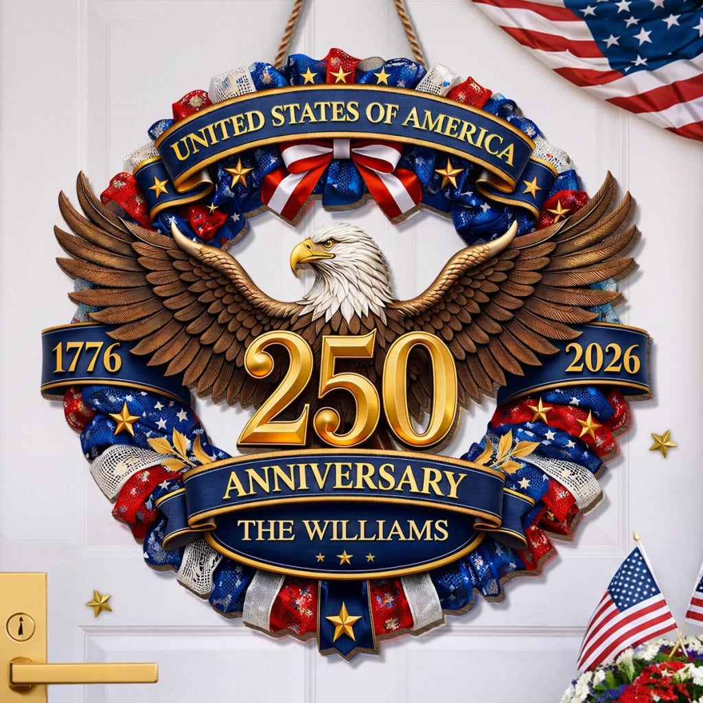 Personalized Wood Sign America 250th Anniversary Gift for Family