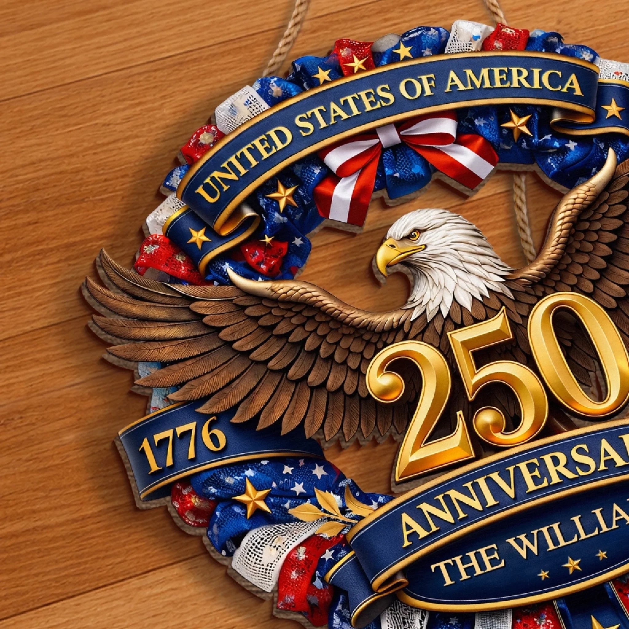 Personalized Wood Sign America 250th Anniversary Gift for Family