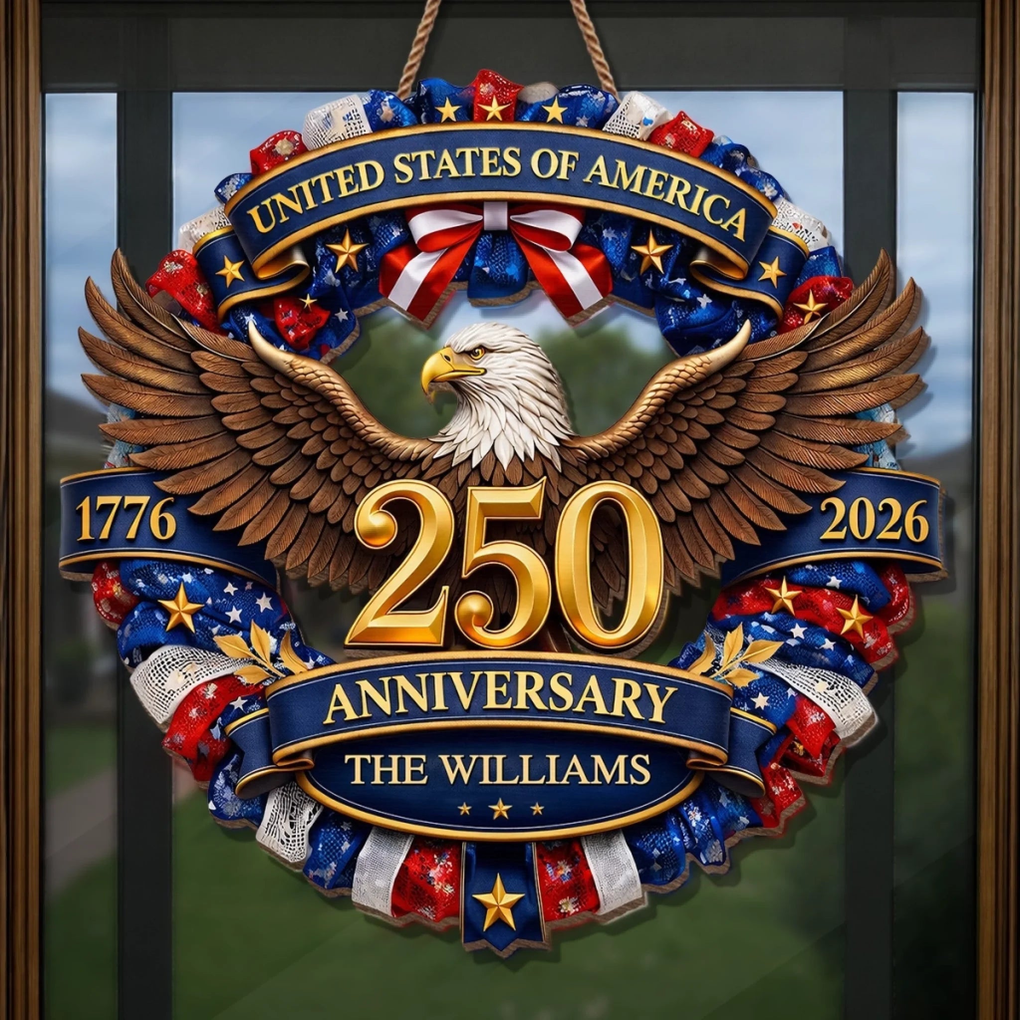 Personalized Wood Sign America 250th Anniversary Gift for Family