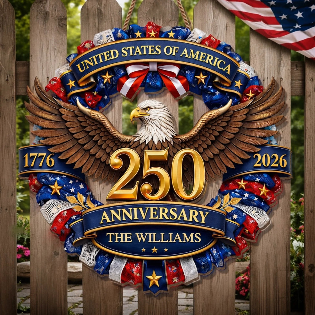 Personalized Wood Sign America 250th Anniversary Gift for Family