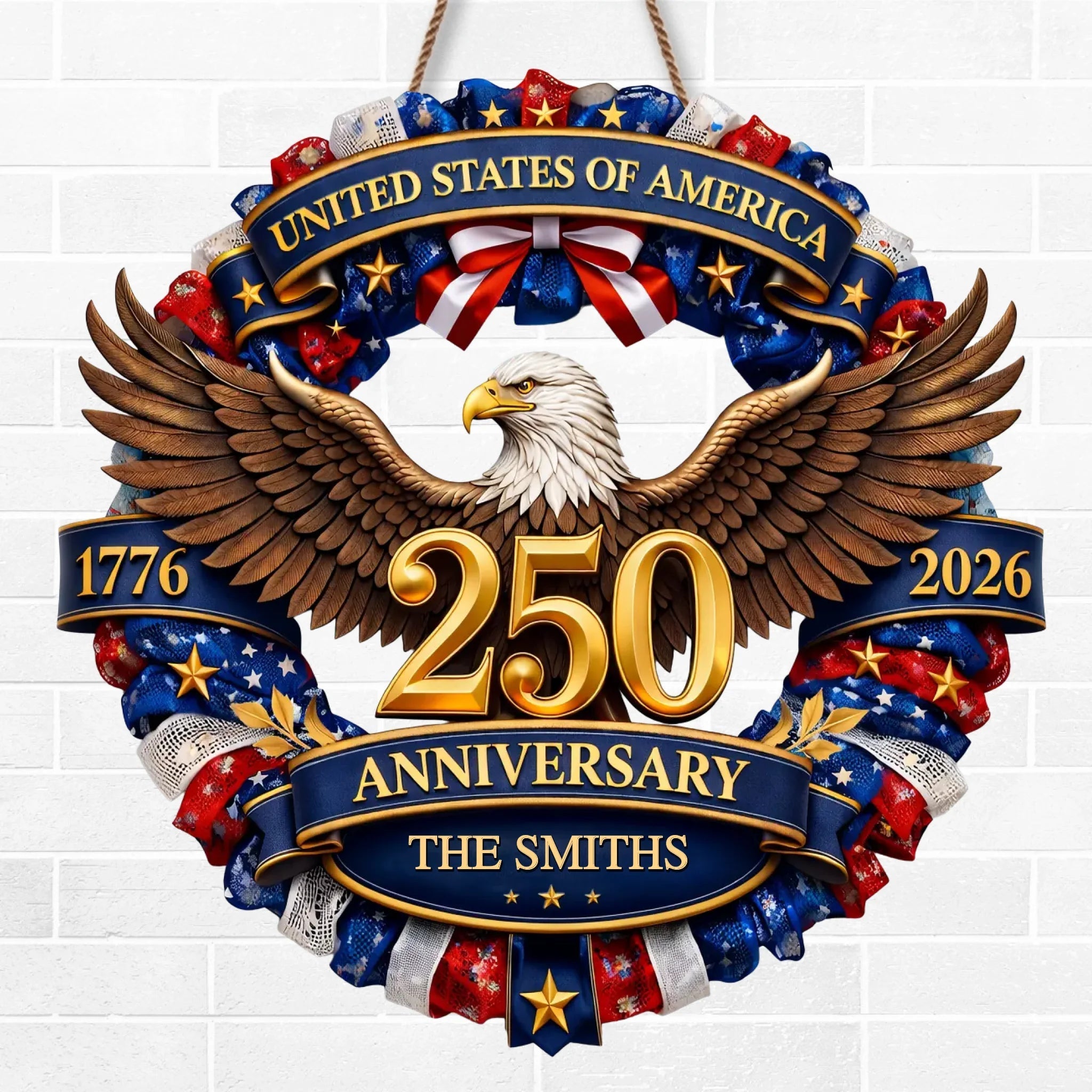 Personalized Wood Sign America 250th Anniversary Gift for Family
