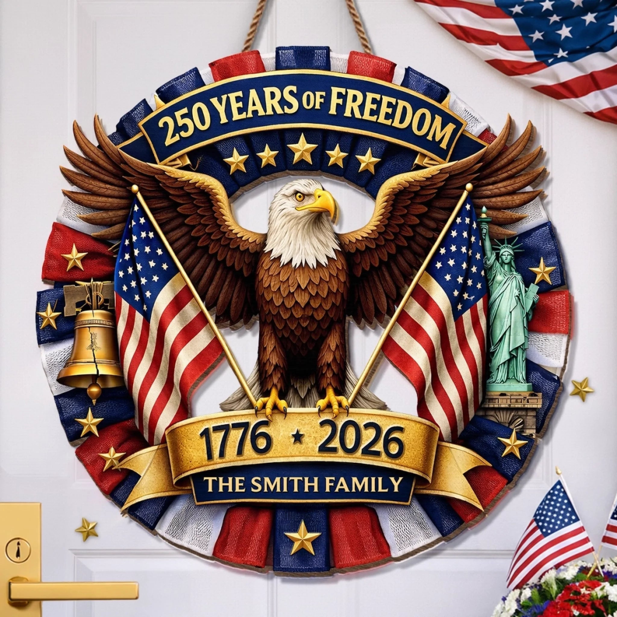 Personalized Wood Sign for America 250th Anniversary Gift for Family