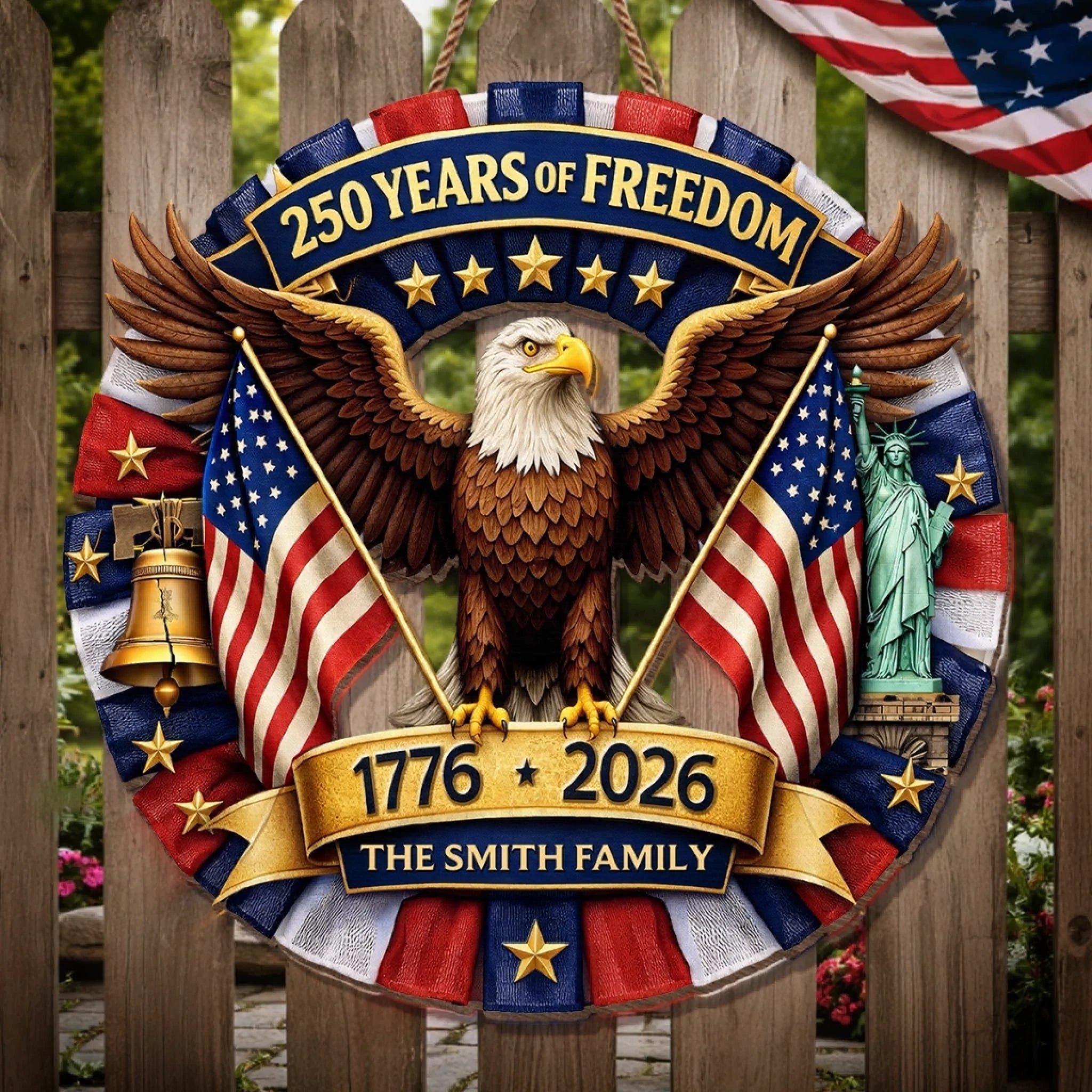Personalized Wood Sign for America 250th Anniversary Gift for Family