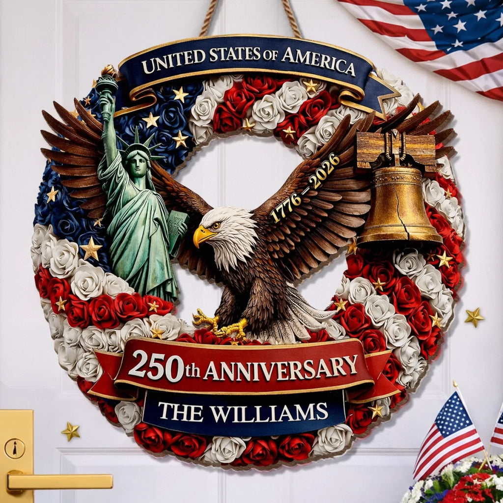 Personalized Wood Sign for America 250th Anniversary Gift for Family