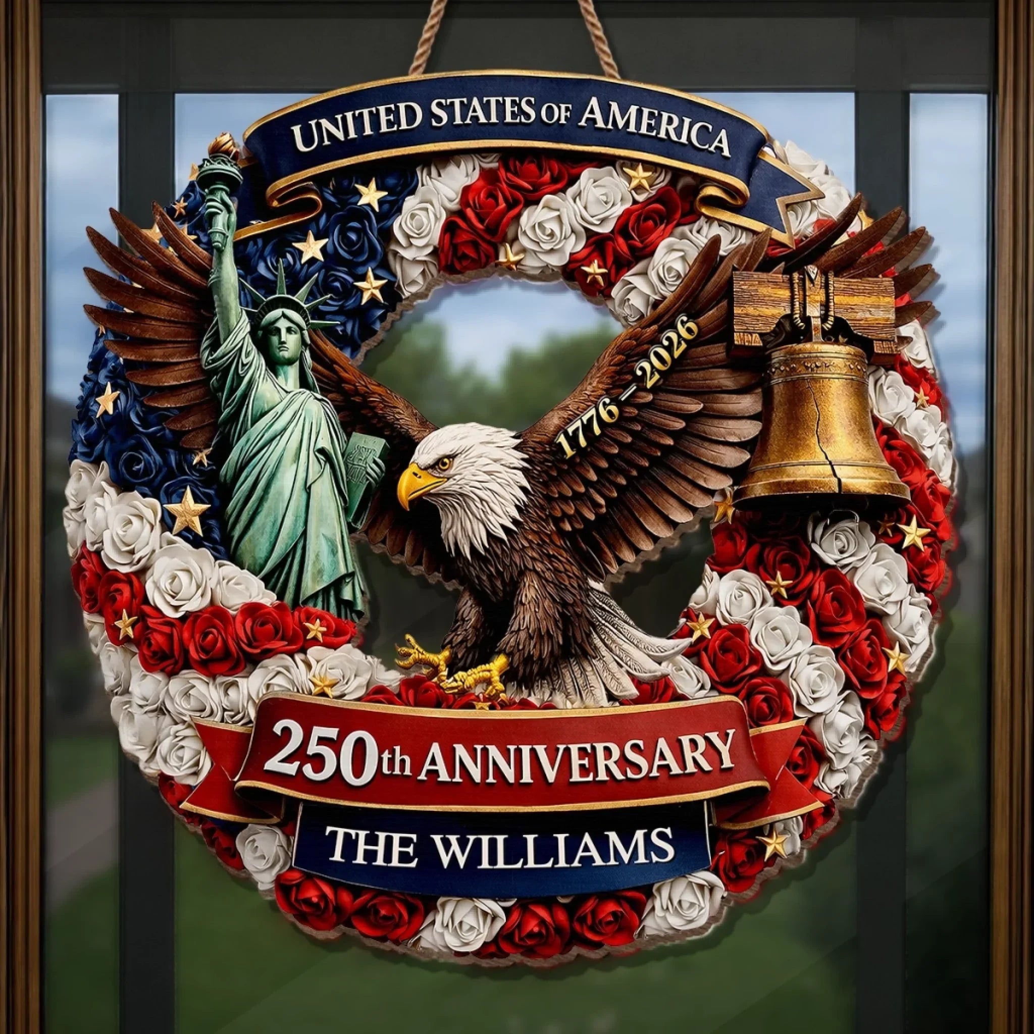 Personalized Wood Sign for America 250th Anniversary Gift for Family
