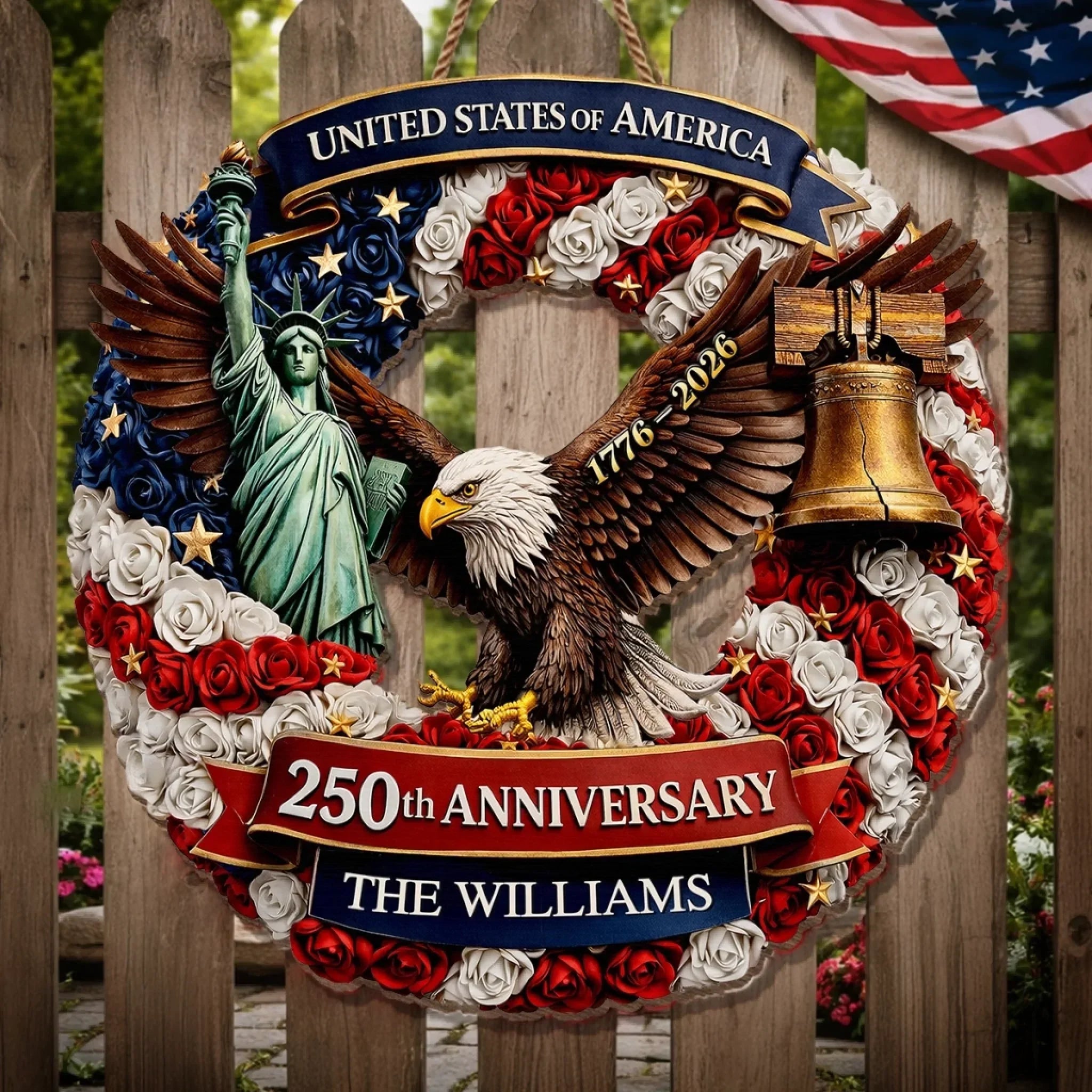 Personalized Wood Sign for America 250th Anniversary Gift for Family