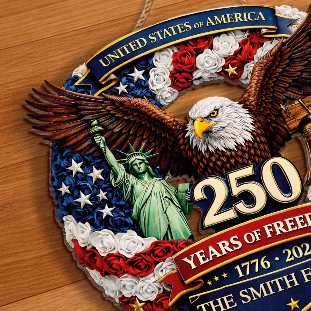 Personalized America 250th Anniversary Wood Sign Gift for Family