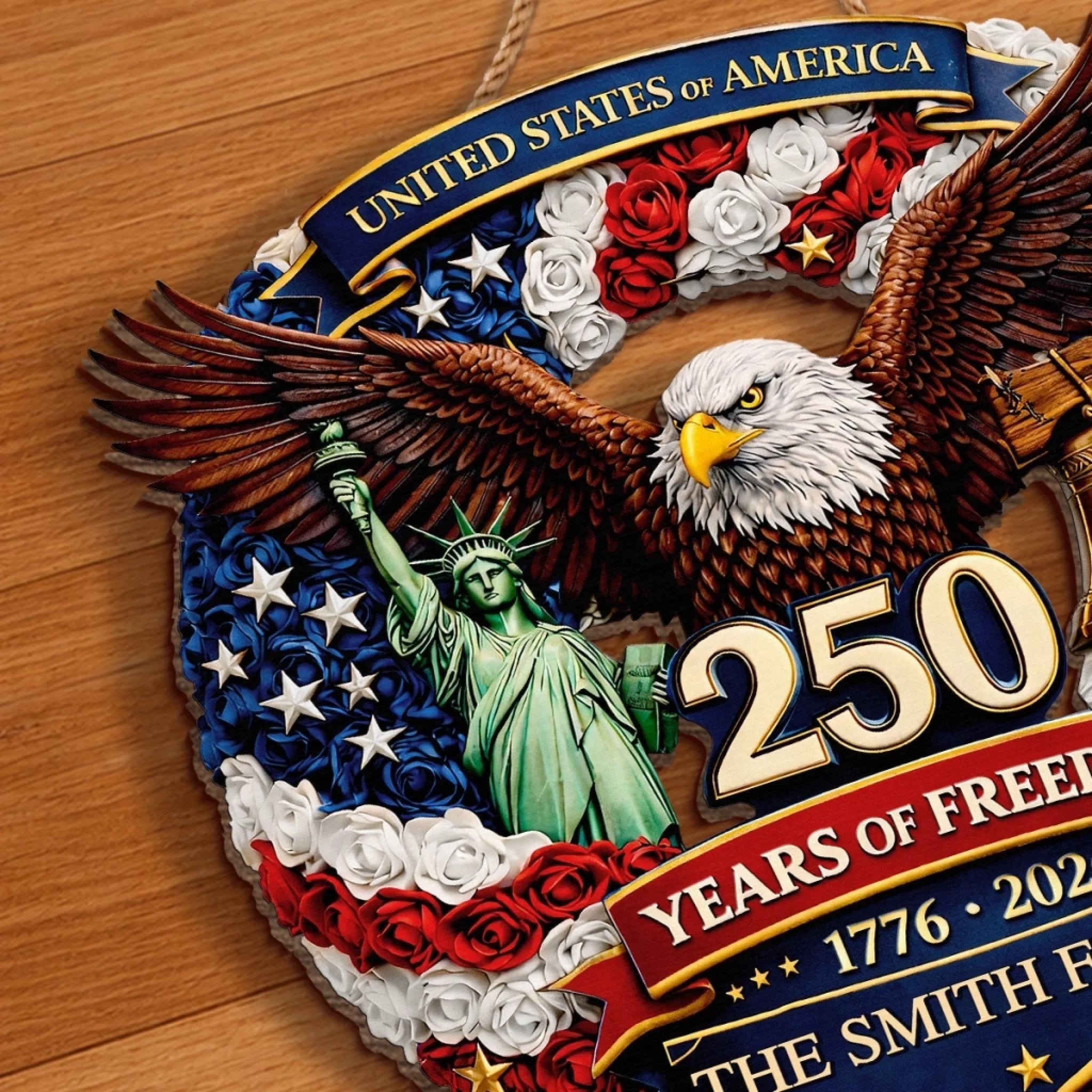 Personalized America 250th Anniversary Wood Sign Gift for Family