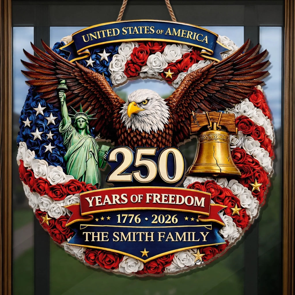 Personalized America 250th Anniversary Wood Sign Gift for Family