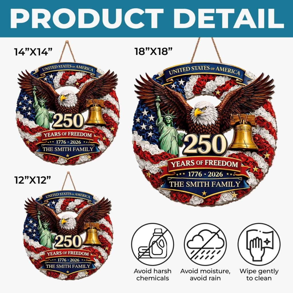 Personalized America 250th Anniversary Wood Sign Gift for Family