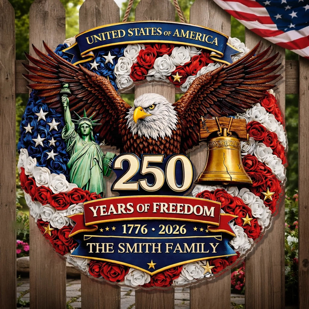 Personalized America 250th Anniversary Wood Sign Gift for Family
