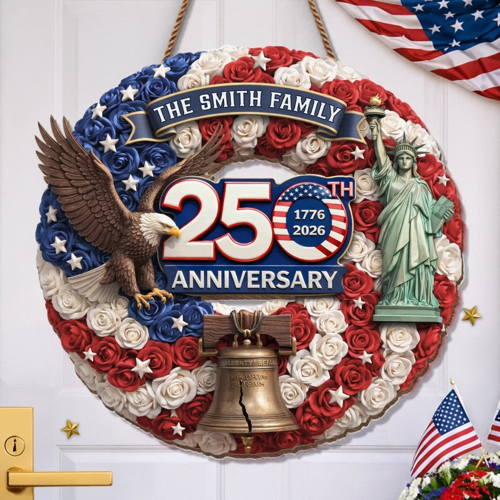 Personalized Wood Sign America 250th Anniversary Gift for Family