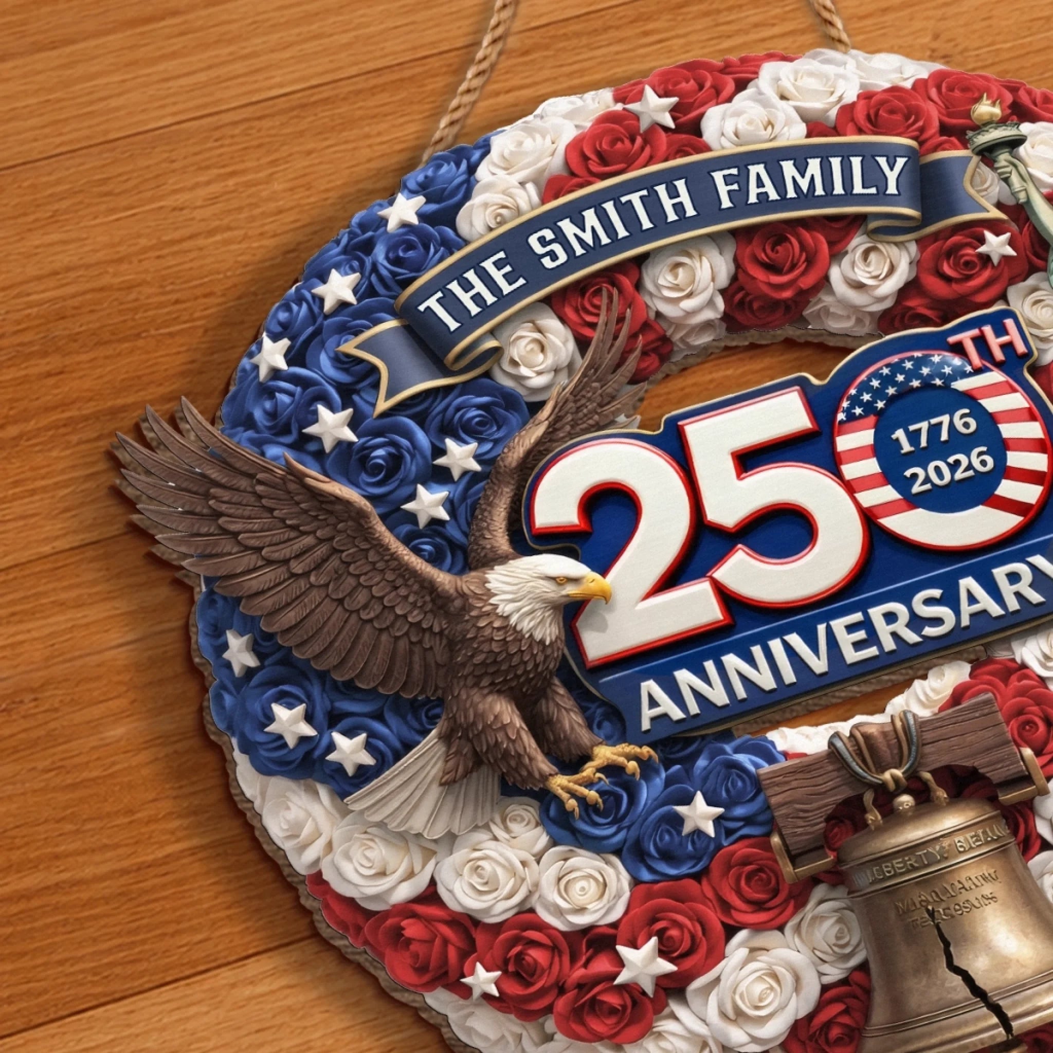 Personalized Wood Sign America 250th Anniversary Gift for Family