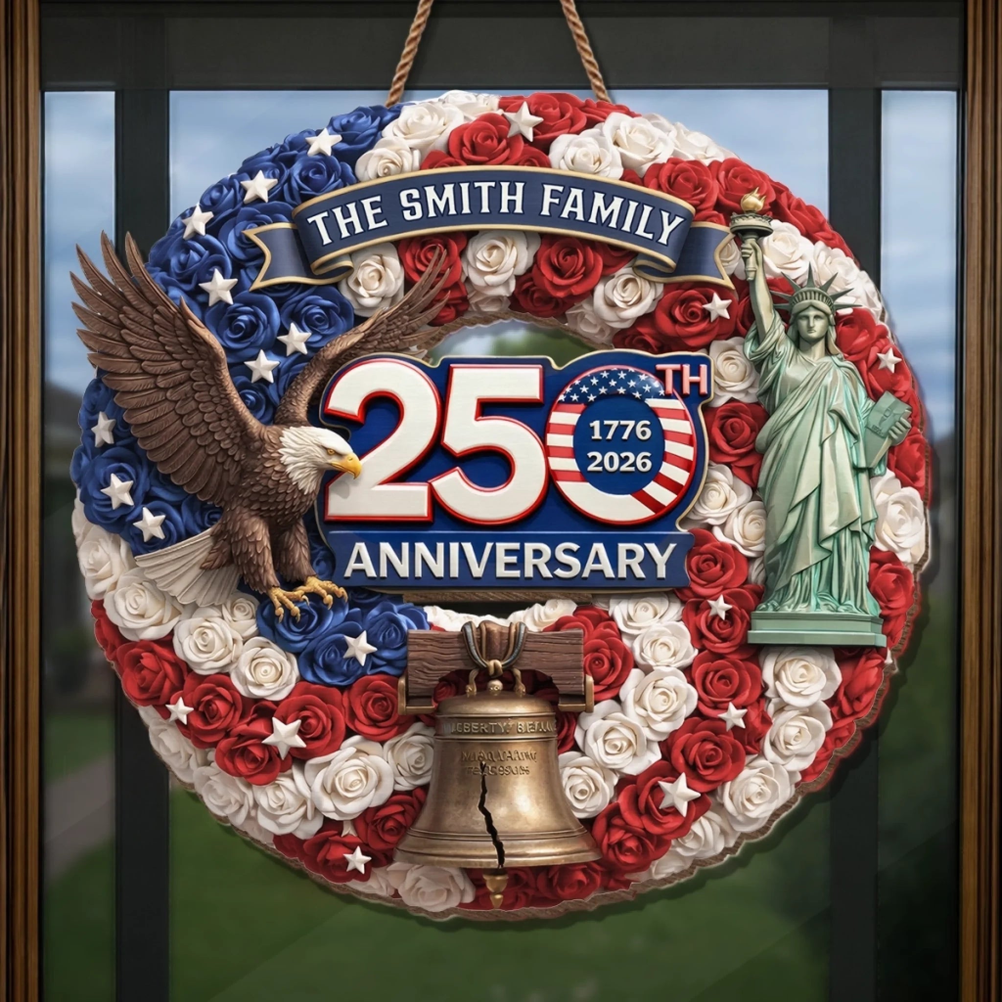 Personalized Wood Sign America 250th Anniversary Gift for Family
