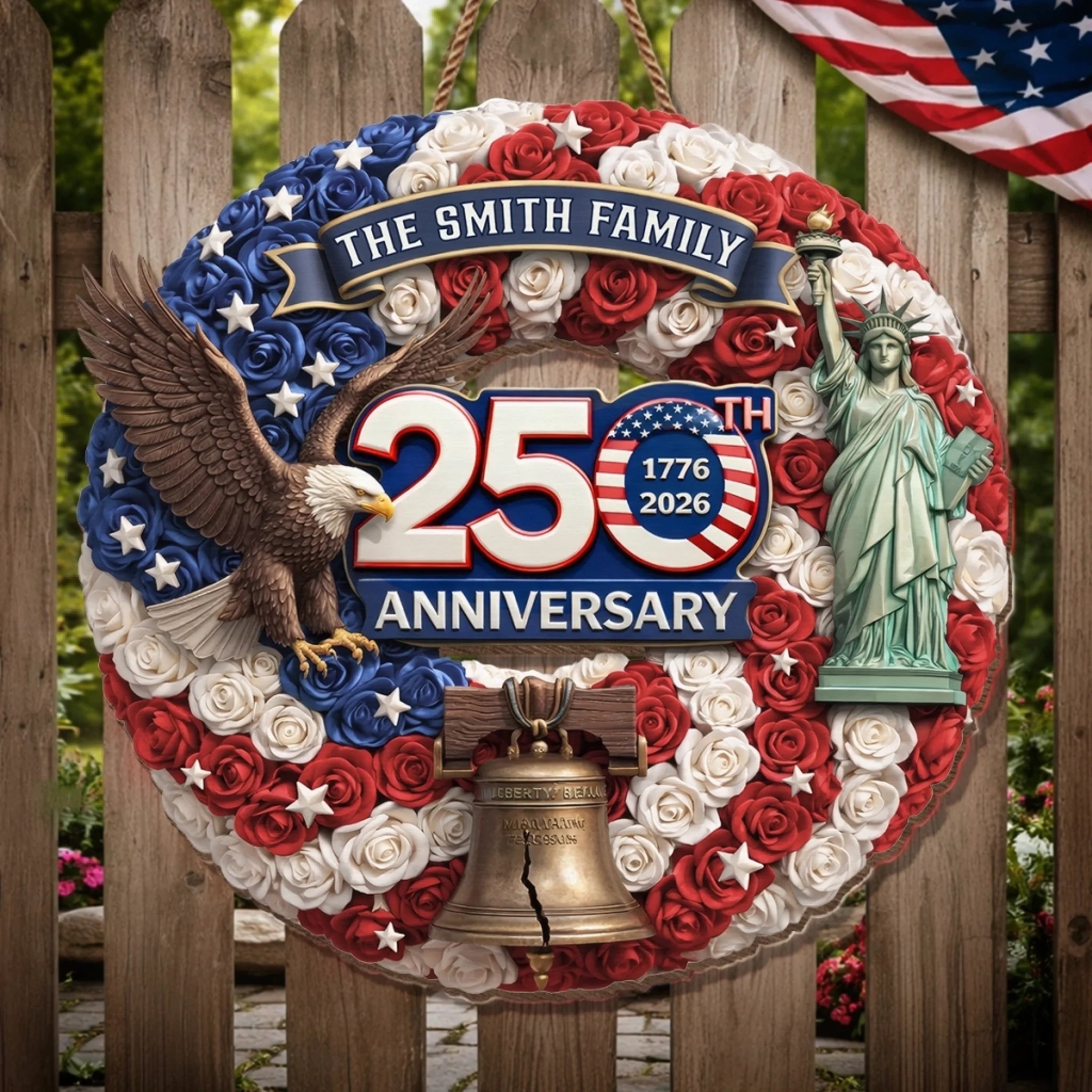 Personalized Wood Sign America 250th Anniversary Gift for Family