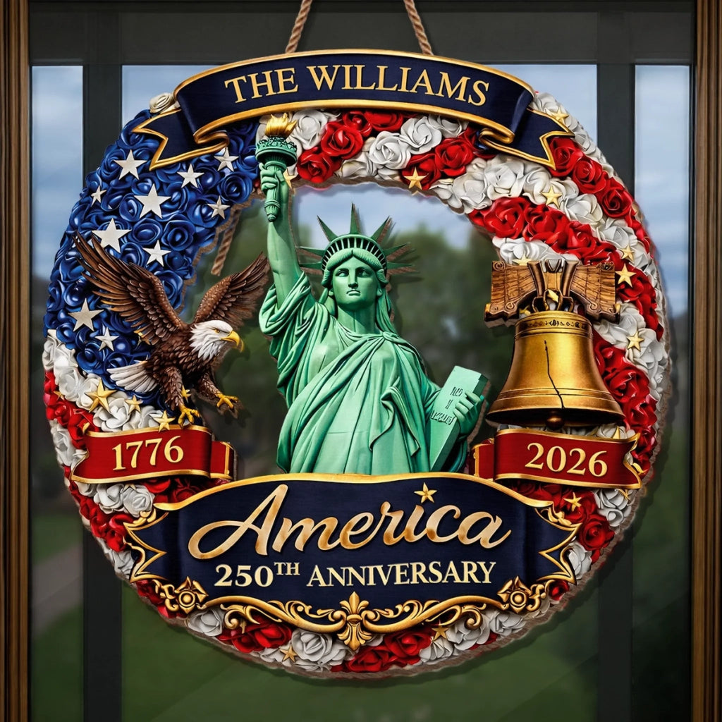 Personalized Wood Sign for America 250th Anniversary Gift for Family