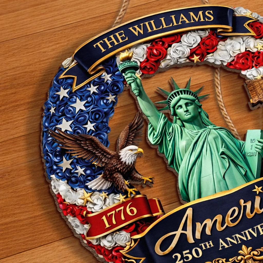 Personalized Wood Sign for America 250th Anniversary Gift for Family
