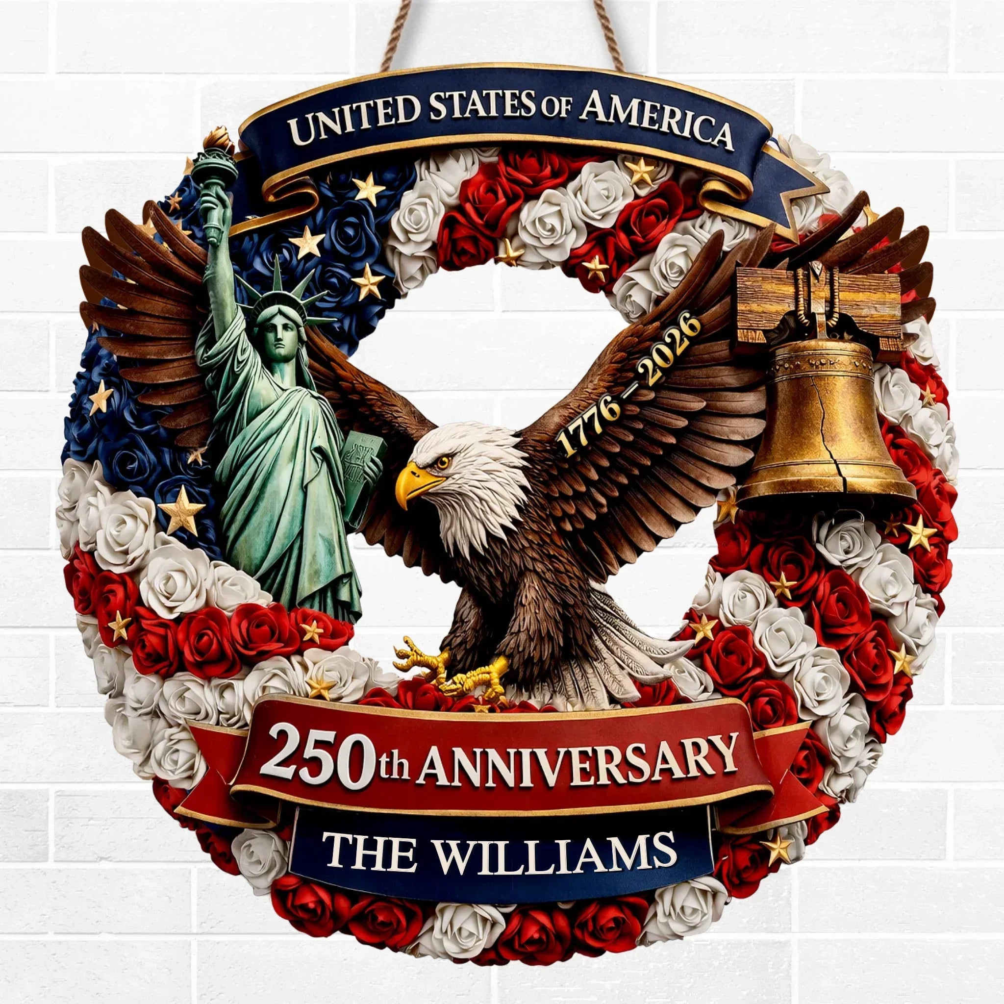 Personalized Wood Sign for America 250th Anniversary Gift for Family