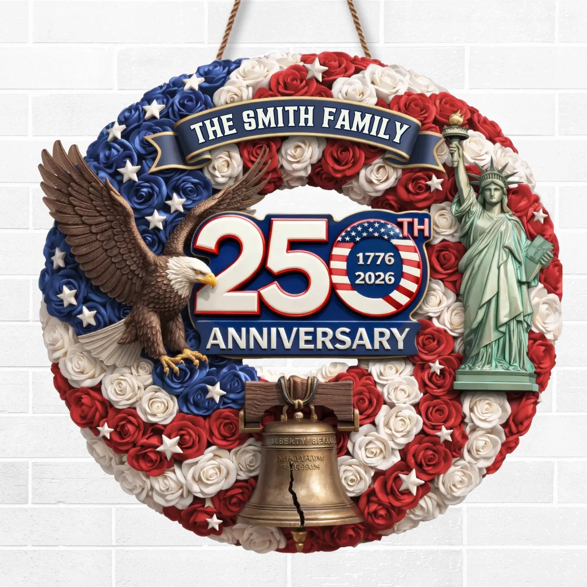 Personalized Wood Sign America 250th Anniversary Gift for Family