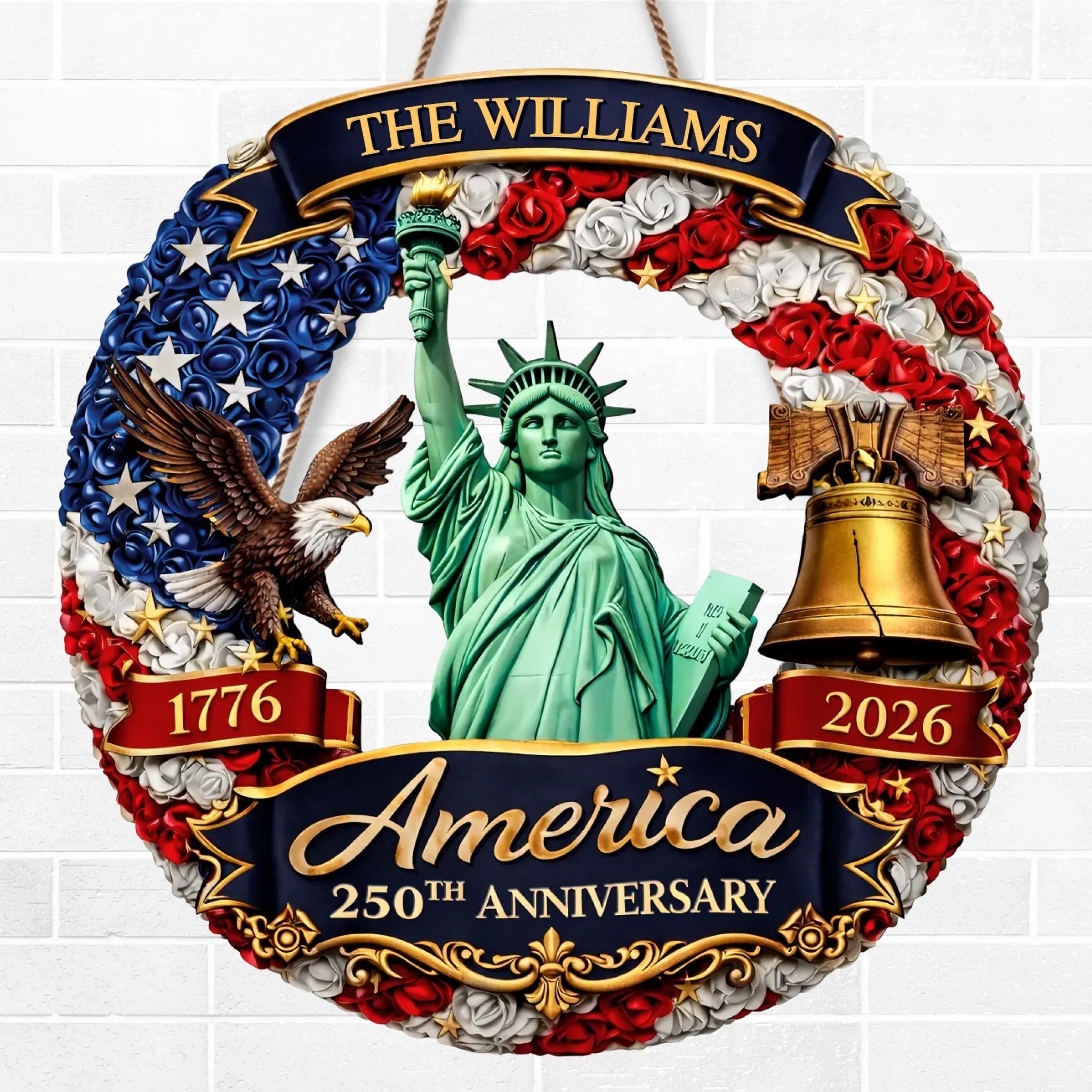 Personalized Wood Sign for America 250th Anniversary Gift for Family